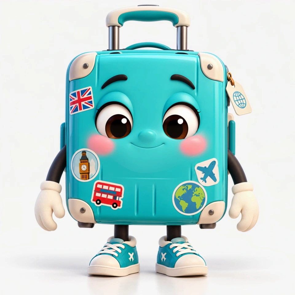 Pomji, the original teal suitcase travel companion